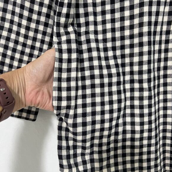 J. Jill Gingham Tunic Top Size Small Black Plaid Pockets Long Sleeve 100% Cotton - Picture 4 of 12